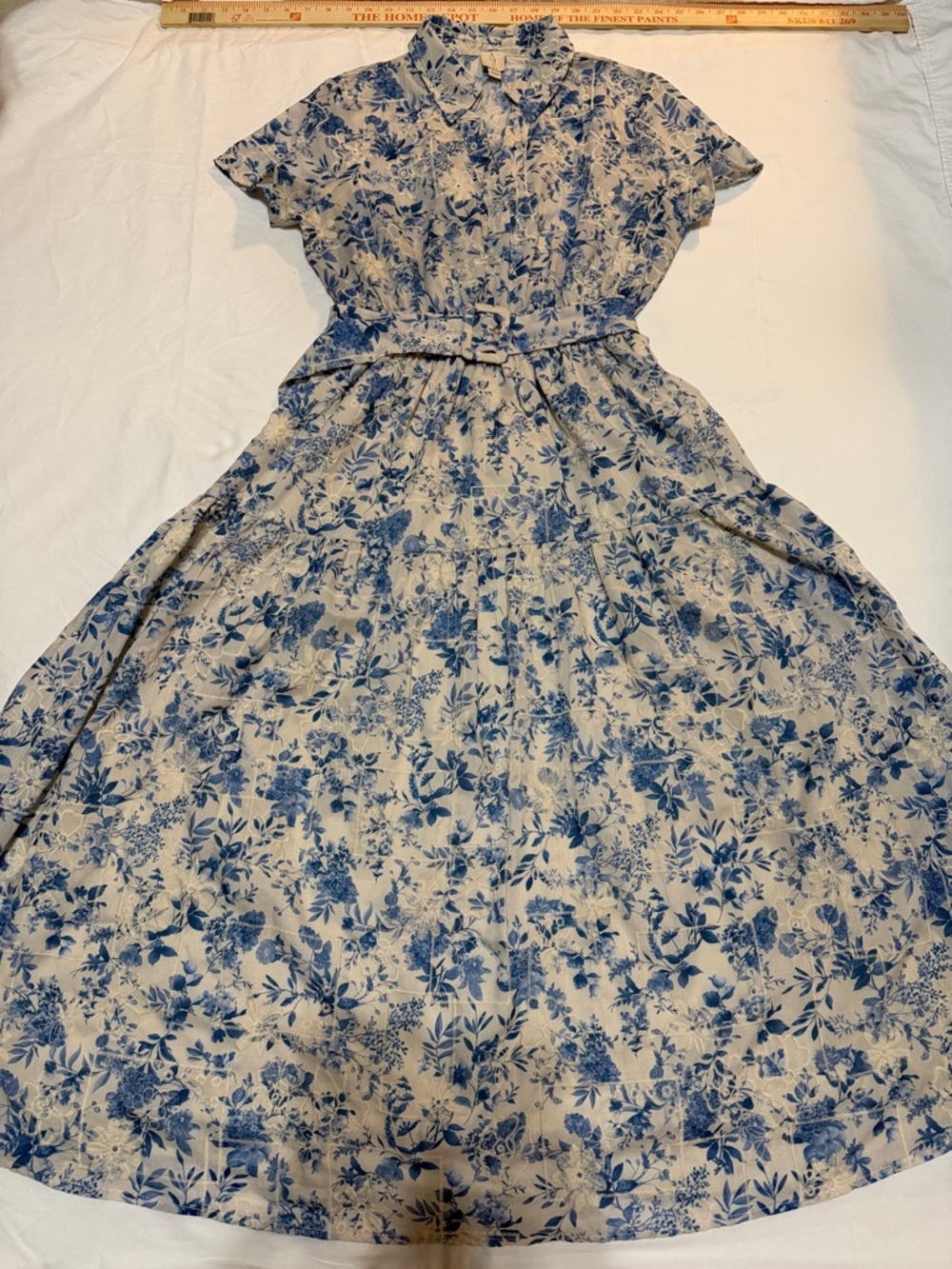 Joie Floral  Embroidered Tiered Midi Dress with Lining L NWT